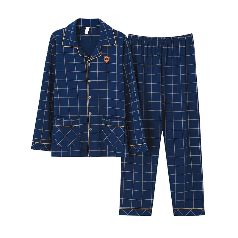 Pajama Sets Men's Winter Sleep Lounge Home Wear Pajama Man Long Sleeve Homewear Comfortable Plaid Night Warm House Clothes