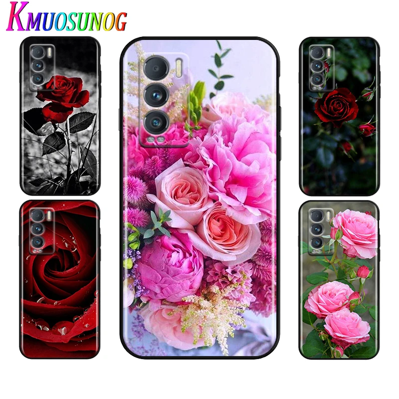 

Red Rose Flowers For Realme 8 GT Neo Neo2 Edition Explorer Master Q3 Pro Narzo30 C21 C20 C11 C21Y Soft Phone Case
