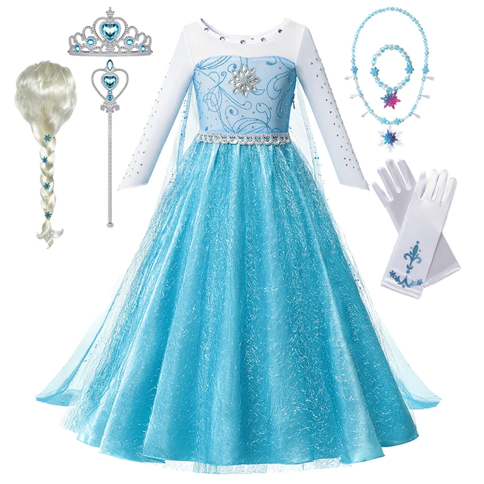 Детское платье Анны и Эльзы элегантный костюм принцессы для косплея Снежной