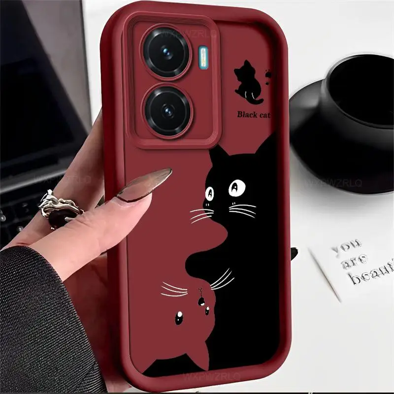 Чехол для телефона с милым рисунком кота vivo Y77 Y77e t1 iQOO Z6 Lite матовая мягкая