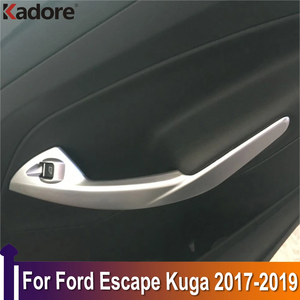 Детали интерьера автомобиля для Ford Escape Kuga 2017 2018 2019: матовая внутренняя ручка двери, подлокотник, панель выключателя подъема стекла.