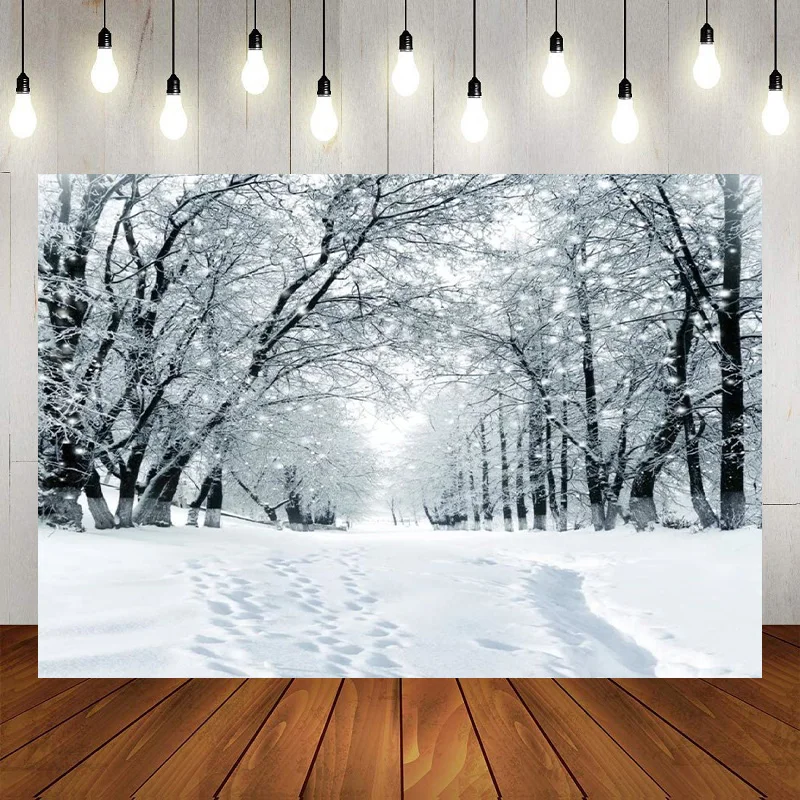 

Funnytree Winter Scene Wonderland Snowflake Background Happy Birthday Party Photography Backdrop Banner Decoration Baby Shower