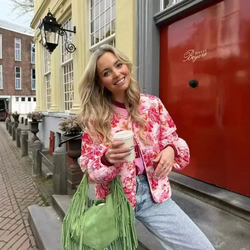 Модная женская Повседневная простая хлопковая куртка с круглым вырезом и