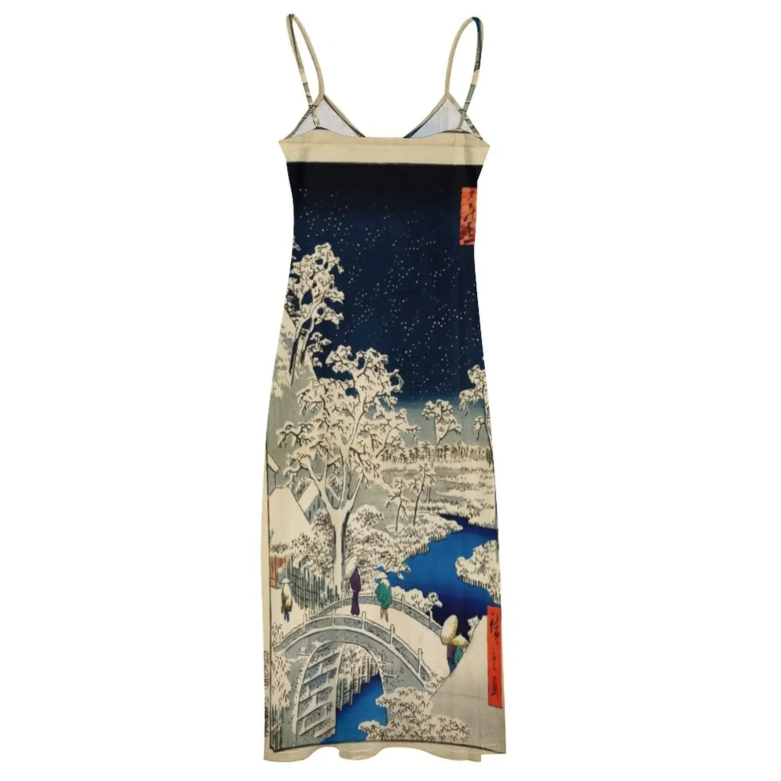 Ukiyo-e Ando Hiroshige Yuhi Hill and the Drum Bridge в Meguro (1856- 1858) Платье без рукавов Роскошное платье