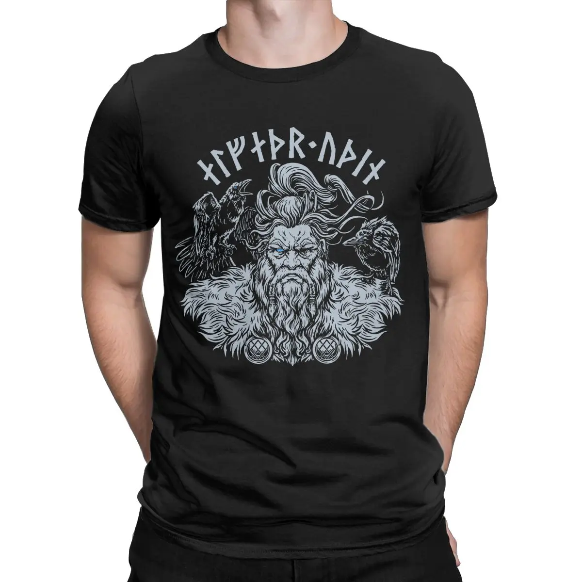 

Viking Berserker Norse Mythology Viking Allfather Odin Huginn Munin T Shirt for Men Vintage 100% Cotton Tees Party Clothes