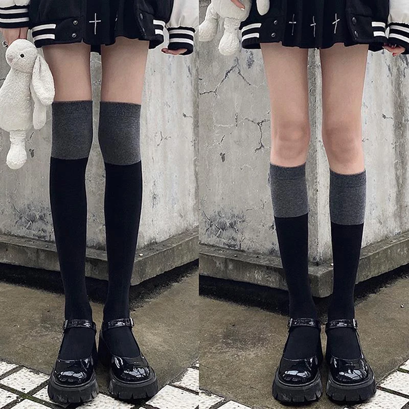 

Pure Cotton Alphabet Rhombus Over The Knee Socks Korean Version Of Cotton Socks Fashion Trend Socks