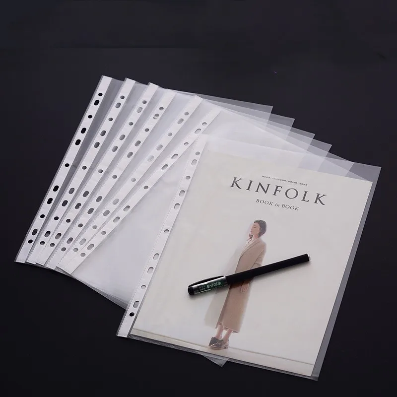 

Полипропиленовый непромокаемый карман для документов, 100 страниц/упаковка, прозрачный лист A4, 11 отверстий, многофункциональный органайзер для документов для студентов