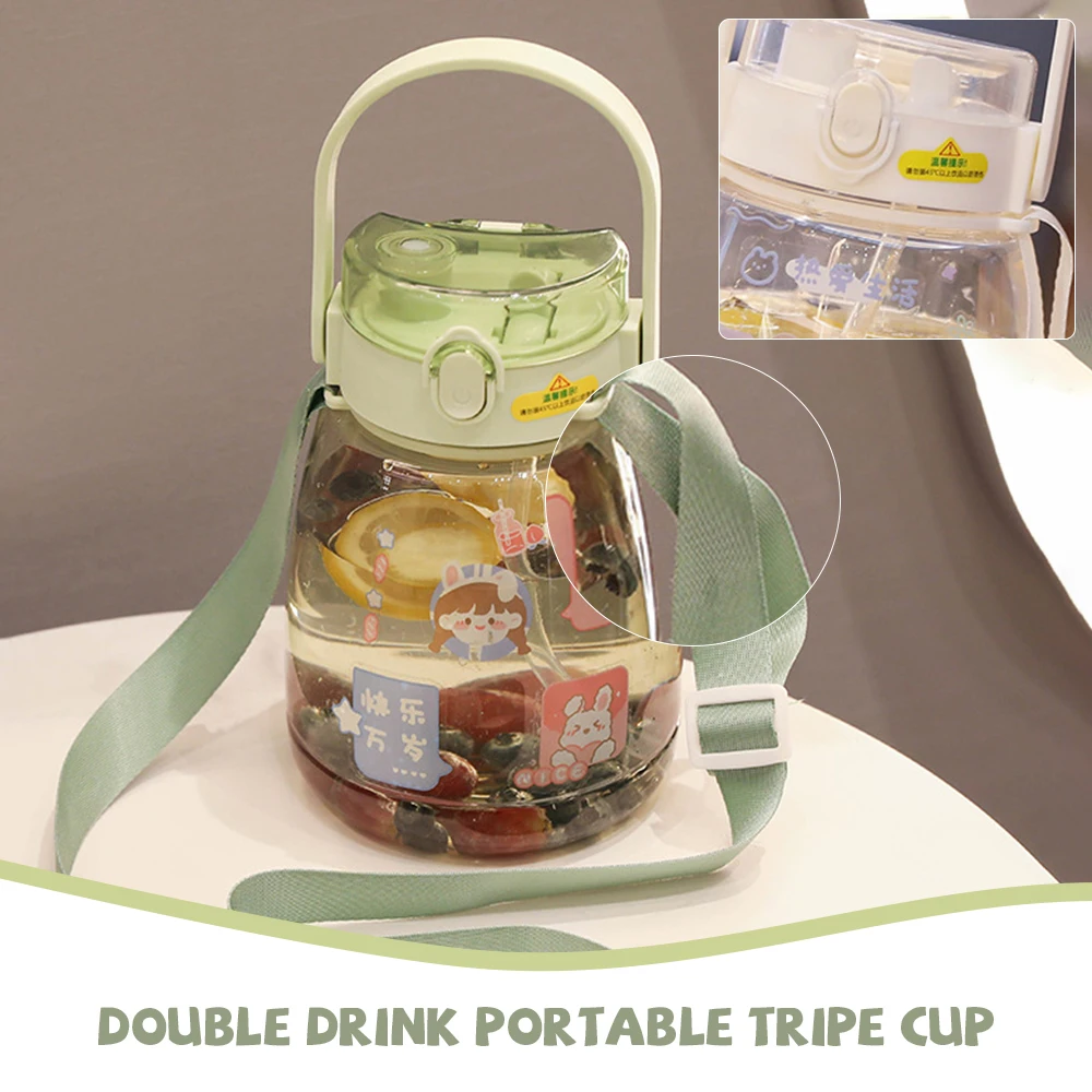 

Water Bottle with Straw and Backing Strap Large Capacity Portable for Outdoor Plastic Water Glasses Creative Water Cup XR-Hot