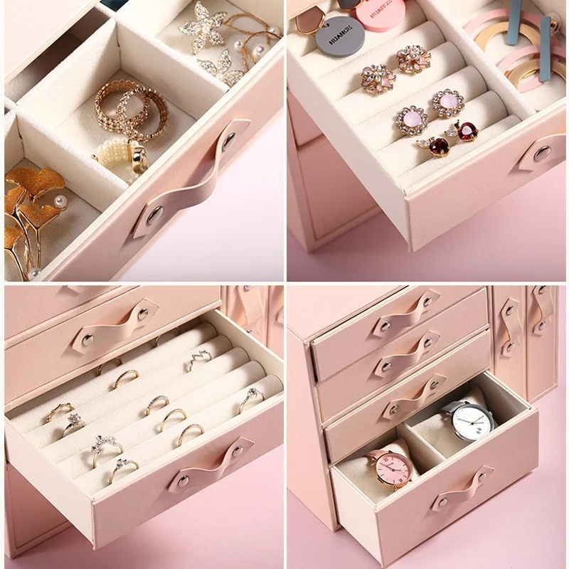 PU Leather Jewelry Storage Box Multi-layer Drawer Jewelry Box Ring Watch Necklace Storage Box Jewelry Storage Box
