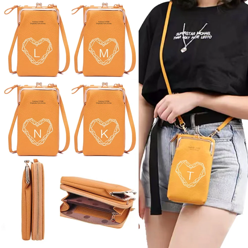 

Touch Screen Mobile Phone Shoulder Bags Universal for Xiaomi/apple/Huawei Cell Case Purse Women Handbag Diamond 26 Letters Print