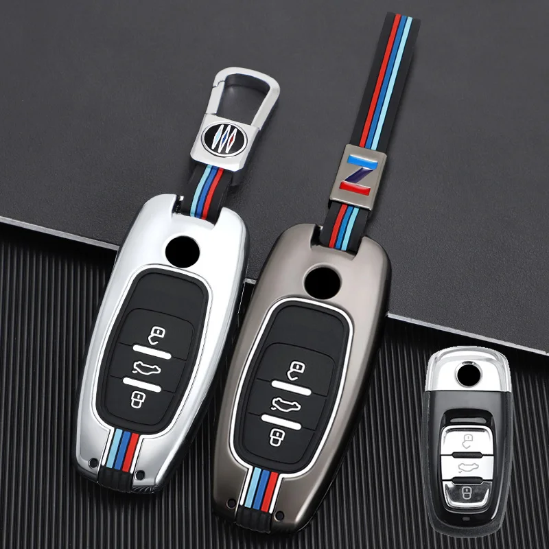 

New Zinc Alloy + Silicone Car Key Case for VW Volkswagen Phideon 3 Buttons Remote Key 360° Full Cover Protection Shell