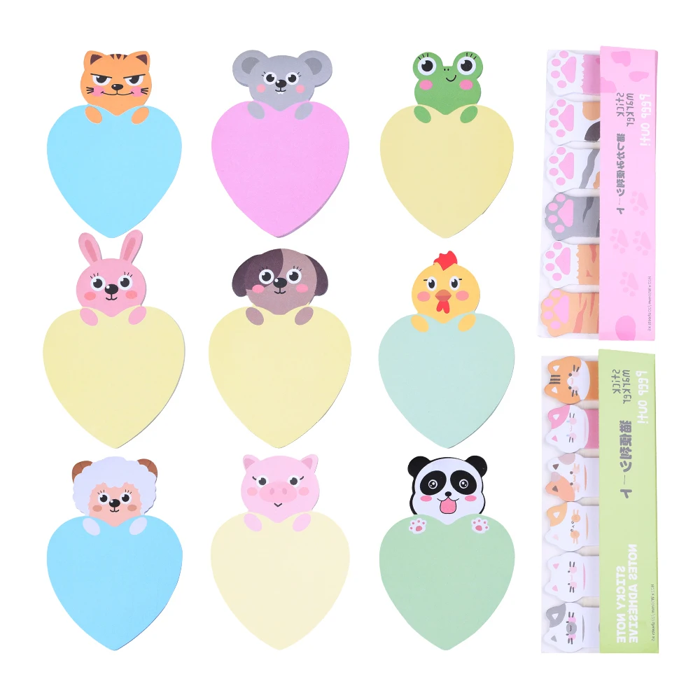 

Магнитные Блокноты с сердечками животными фантазийные Блокноты с собакой кошкой лягушкой пандой Стикеры для заметок ежедневник Канцелярские Товары для детей