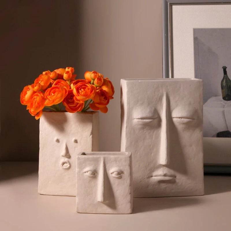 

Nordic Creative Ceramic Vase Simple Face Decoration Bedroom Decoration Livingroom Porch Flower Arrangement Home Decoration