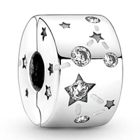 authentic 925 sterling silver moments stars galaxy clip bead charm fit women pandora bracelet necklace jewelry
