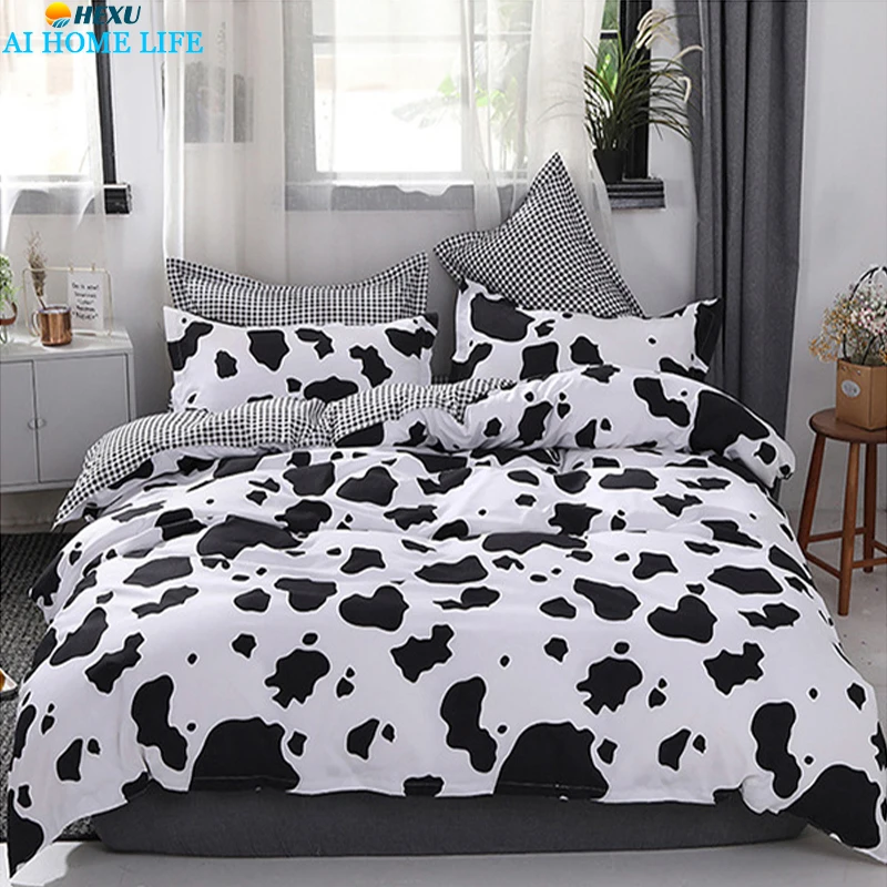 

Black And White Cow Bedding Set Kids Cartoon Bed Linen Bed Sheet Duvet Cover Pillowcase Bedspread Quilt Covers постельное бельё