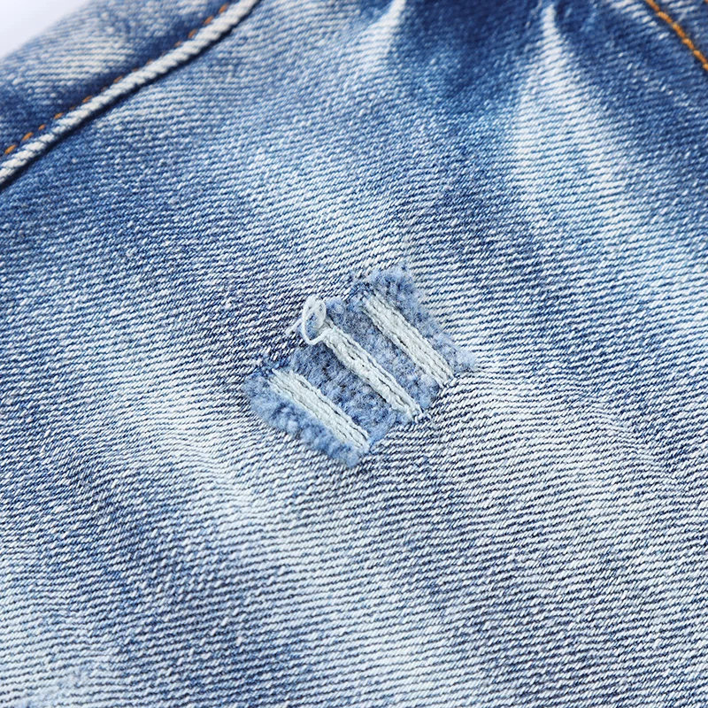 High Street Fashion Men Jeans Retro Light Blue Elastic Skinny Ripped Jeans Men Brand Designer Stretch Denim Pencil Pants Hombre