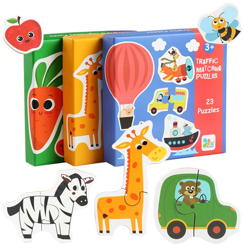 

Children Fun Matching Puzzle Animal Transportation Fruits Vegetables Early Learning Toys for Kids Children Educational Toy Gift