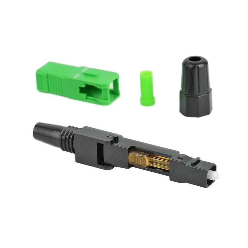 Fiber Optic SC APC Fast Connector Single Mode Fiber Optic Adapter FTTH Fiber Quick Connector Field Assembly