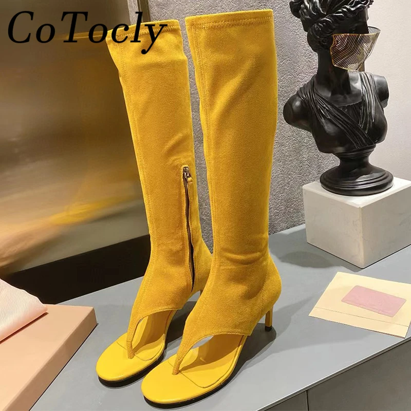 

Spring Autumn High Heel Long Boots Women Sexy Stiletto Sandals Female High Over The Knee Open Toe Zip Footwear Botas De Mujer
