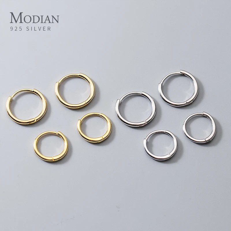 

Modian Simple Round Gold Color Hoop Earrings Minimalism 925 Sterling Silver Anti Allergic Earring For Women Fine Jewelry Gifts