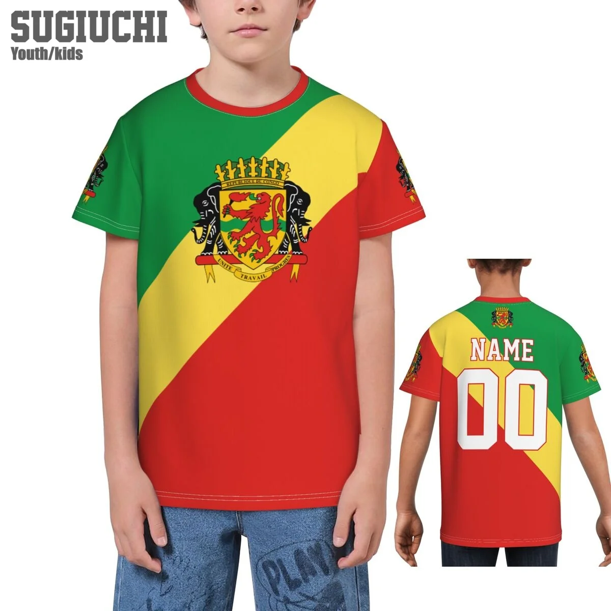 Пользовательское имя номер флаг Республики Конго эмблема 3D футболки для детей