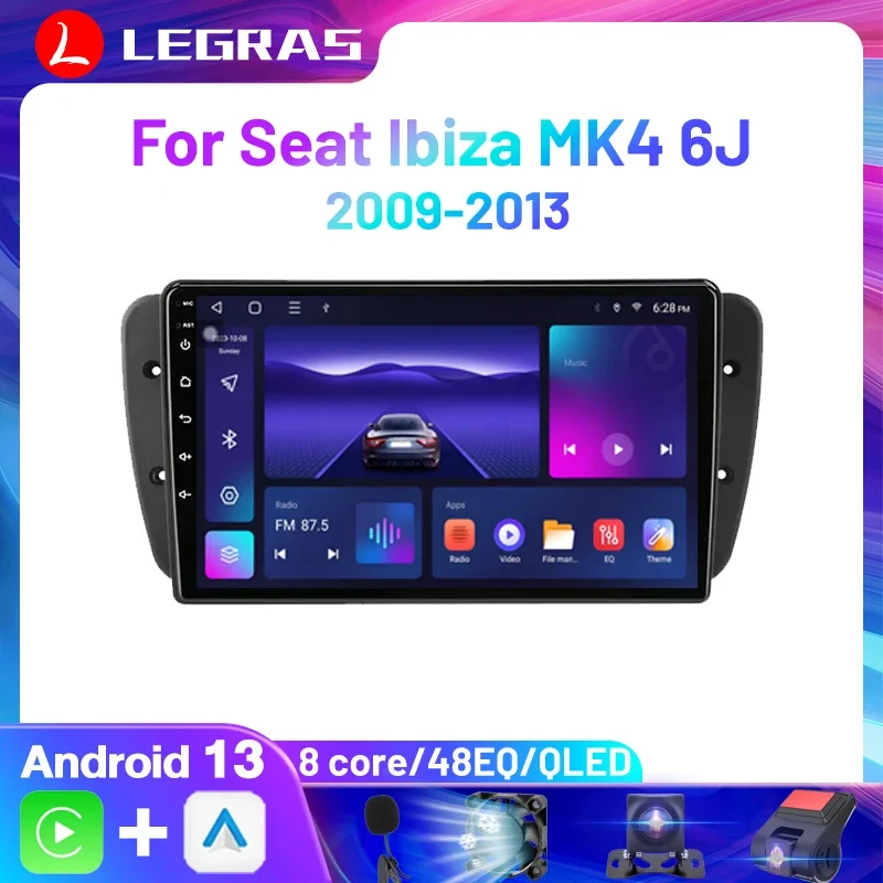 Автомобильная стереосистема для Seat Ibiza 6j 2009-2013 MK4 Wireless Carplay Android Auto Мультимедийный
