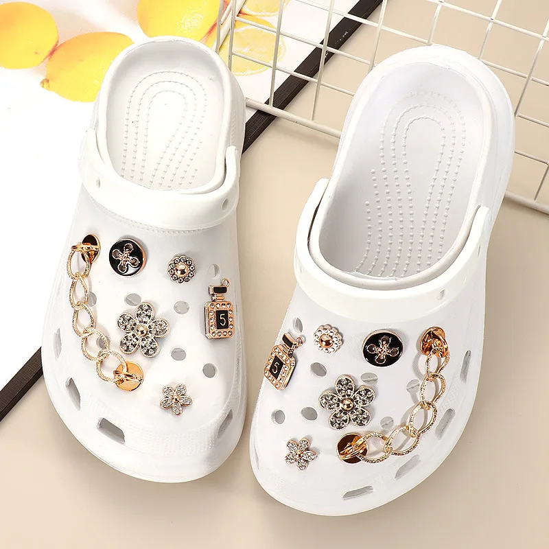 

Luxury Alloy Rhinestone Croc Charms Designer DIY Shoes Decaration Accessories Pendant Jibb For Croc Clogs Kids Girls Women Gifts