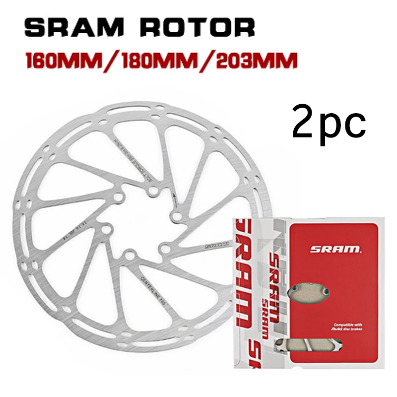 2pc Sram Bike Disc Brake Rotor Centerline 160mm 180mm 203mm Stainless Steel Hydraulic Brake Rotors for Road Bike MTB Accessorie