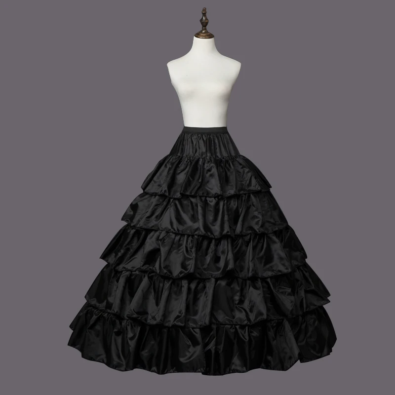 4 ห่วง 5 ชั้น Ball Gown Petticoats สีดำ Petticoat Crinoline กระโปรง Big Ruffle อุปกรณ์จัดงานแต่งงาน Tulle Underskirts