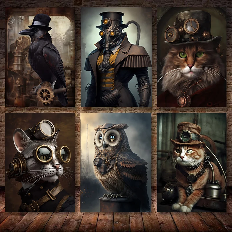 Современный стиль хлопковый холст принт ретро портрет совы лягушки черепа