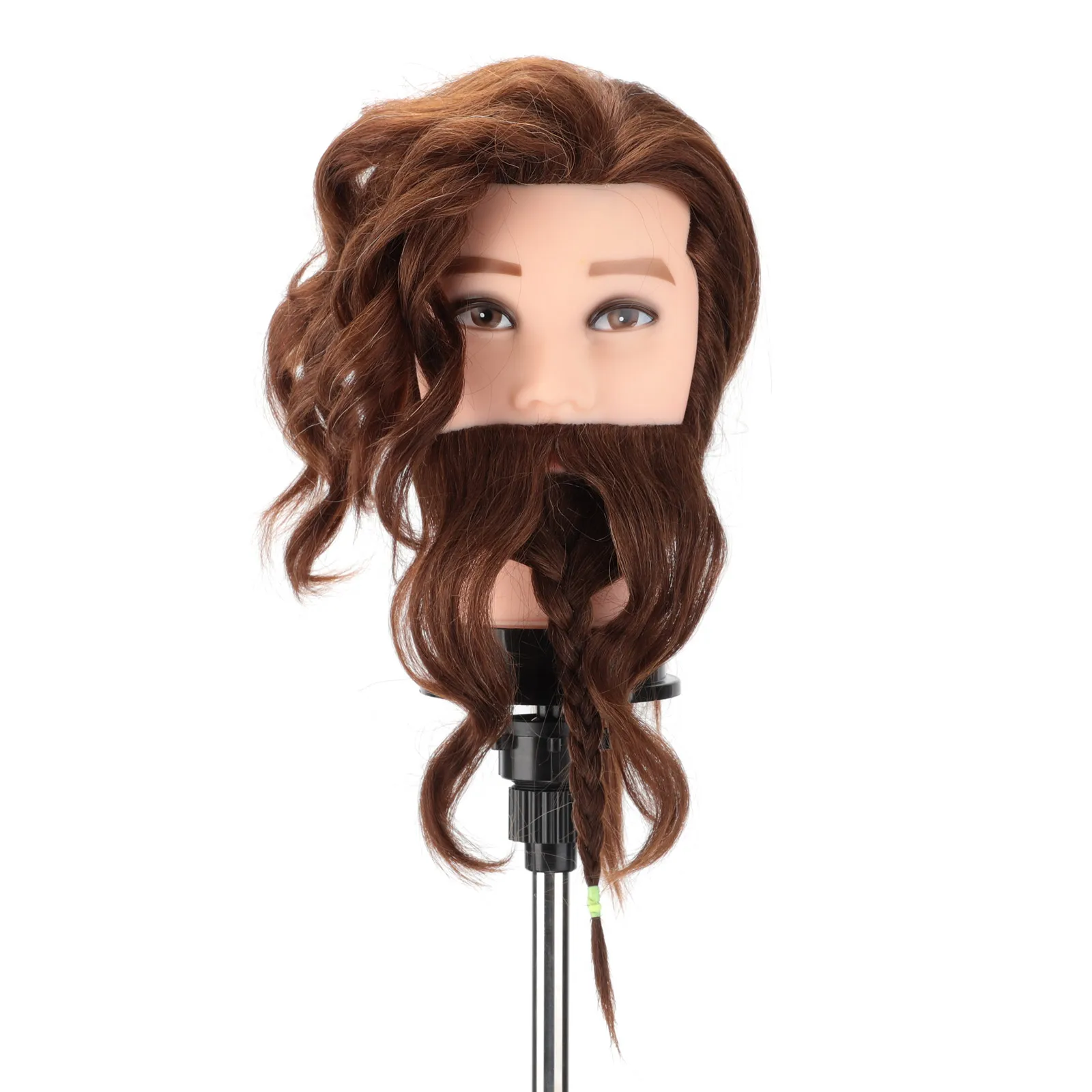 100% Real Hair Male Mannequin Head  with Hair Beard for Hairdressers Salon Hairdressing Male Training Heads for Cutting