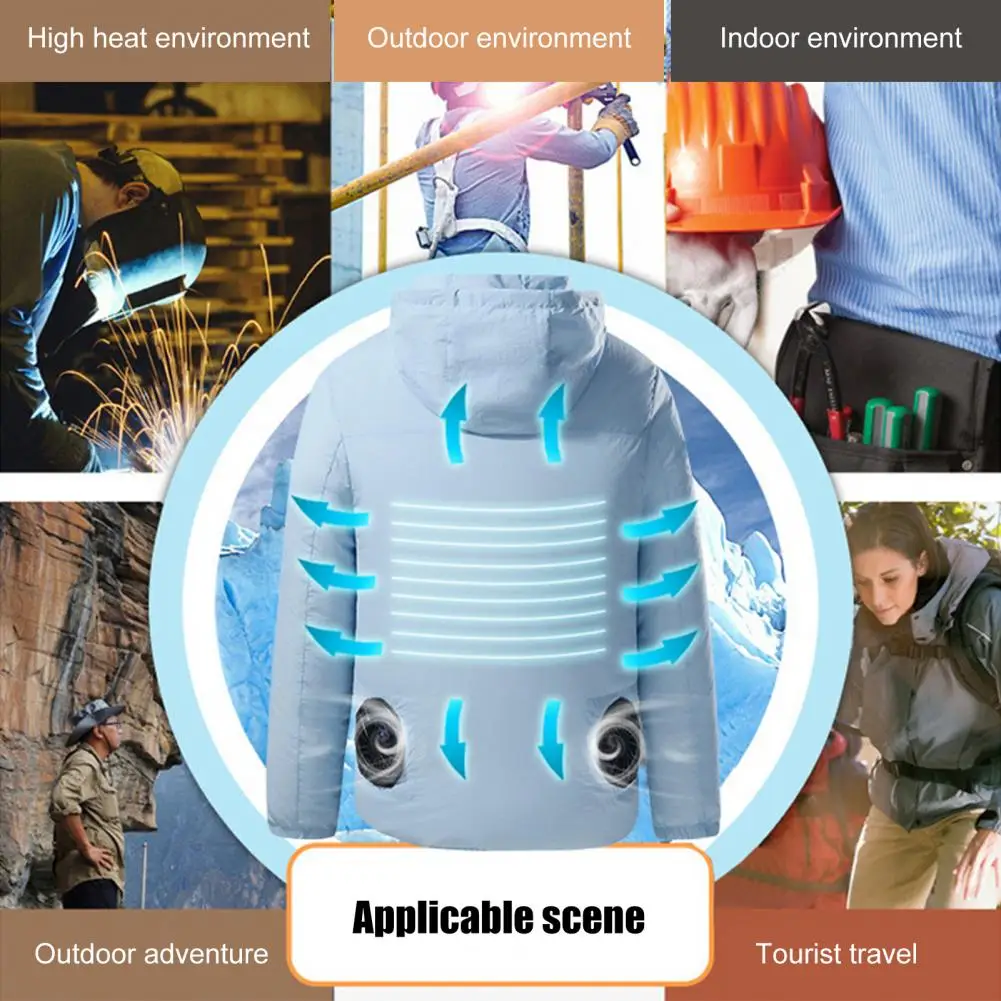 80%HOTCooling Jacket USB Fan 3 Speeds Men Long Sleeve Hooded Air Conditioning Jacket Clothes Streetwear