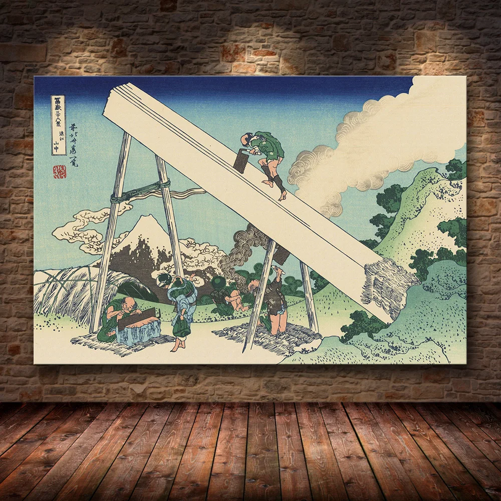 The Great Wave of Kanagawa Ukiyoe японское искусство рисунок на холсте известная картина