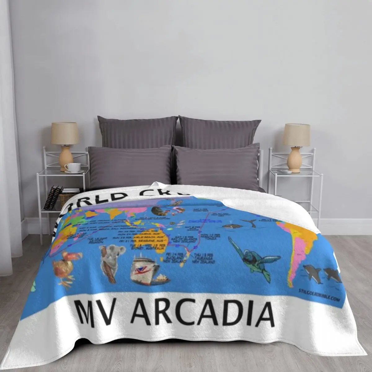 P O 2025 J501 МИР КРУЗ ПОЛНАЯ ИЛЛЮСТРОВАННАЯ МАРШРУТАЯ КАРТА Ультрамягкое одеяло из