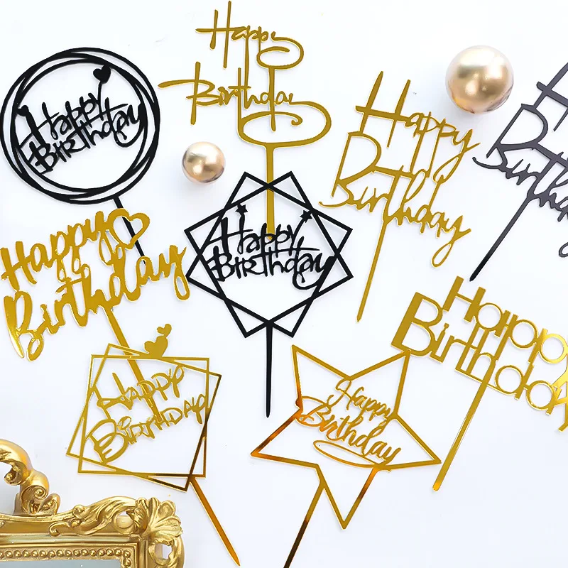 

10pcs Happy Birthday Decoration Toppers Acrylic Christmas Kids DIY Birthday Party Favors Decorations Cake Decorating Accessory