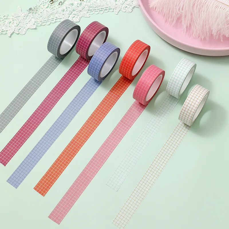 

15mmX10m Grid Tape Japanese Paper DIY Planner Masking Washi Tape Adhesive Tapes Stickers Stationery Tapes Decorative Tools