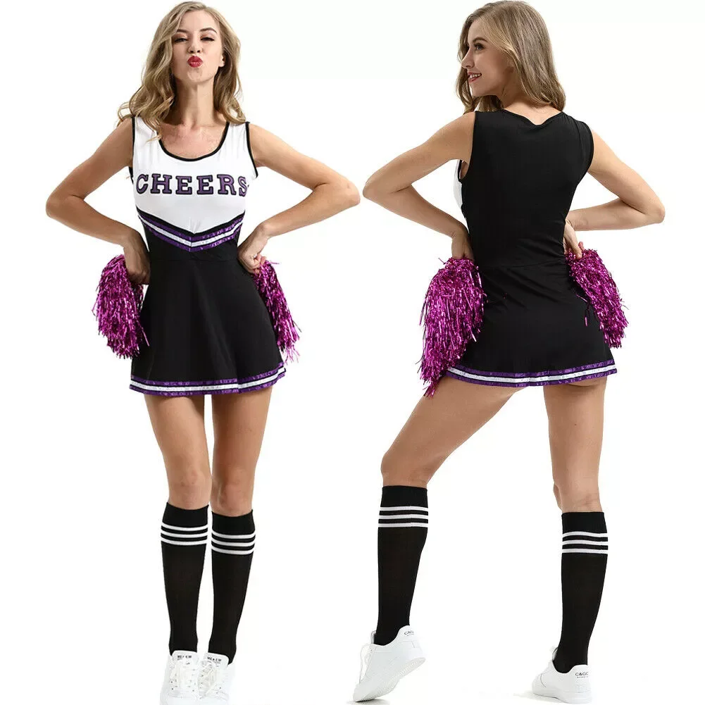 

Ladies Cheerleader Costume School Girl Outfits Fancy Dress Cheer Leader Uniform Womens Clothes