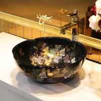 New Europe Style Handmade art Flower Shape ceramic sink Countertop Ceramic wash Basin sinks Bathroom Sink washing basin