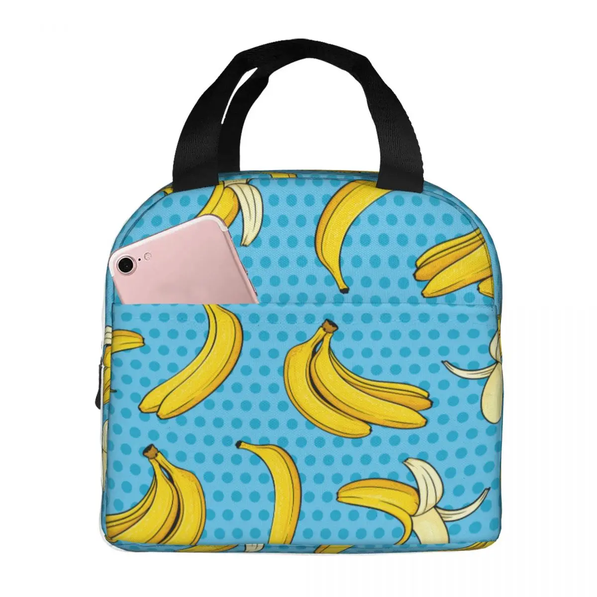 Banana Lunch Bags Portable Insulated Canvas Cooler Thermal School Lunch Box for Women Children