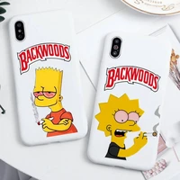 simpson smoking backwoods phone case for iphone 13 12 11 pro max mini xs 8 7 6 6s plus x se 2020 xr candy white silicone cover