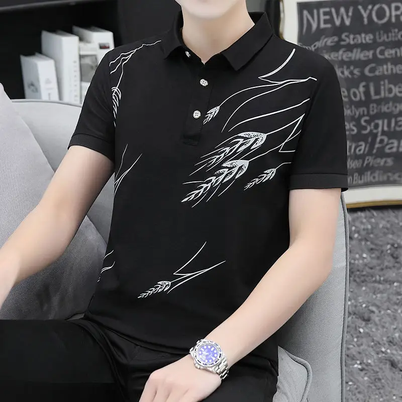 

Футболка-поло мужская с принтом алфавита, короткий винтажный Топ с воротником, на молнии, уличная одежда, базовая одежда с рукавами 3/4