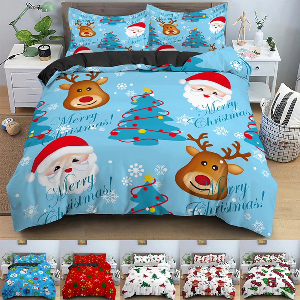 

Luxury Bedding Set 3D Duvet Cover Christmas Deer Quilt Cover With Zipper Closure 2/3pcs Queen Double Size Comforter Sets Kids