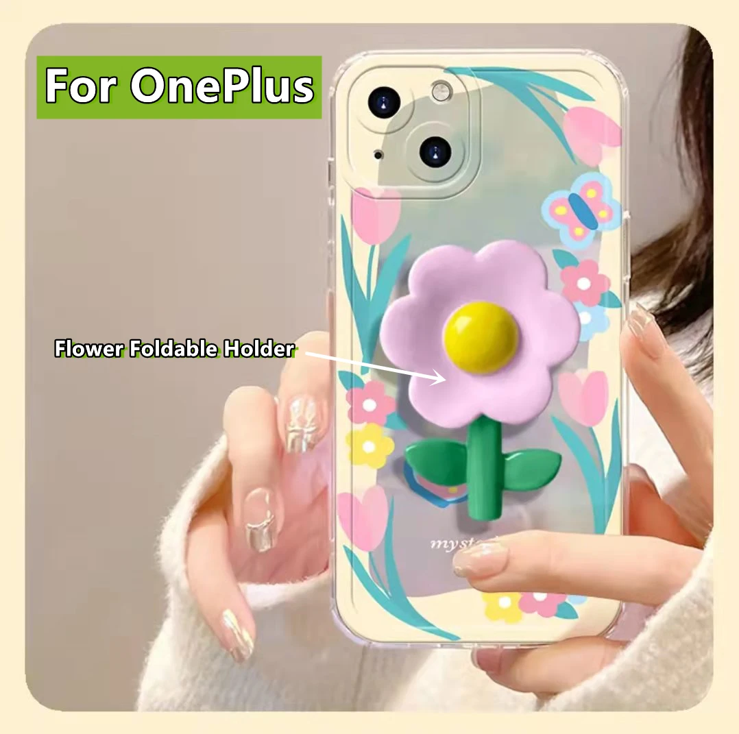 

Чехол лазерный для OnePlus 9 9Pro 8 8T Pro, складной чехол с подсолнухом, блестящий ударопрочный прозрачный чехол-накладка в Корейском стиле