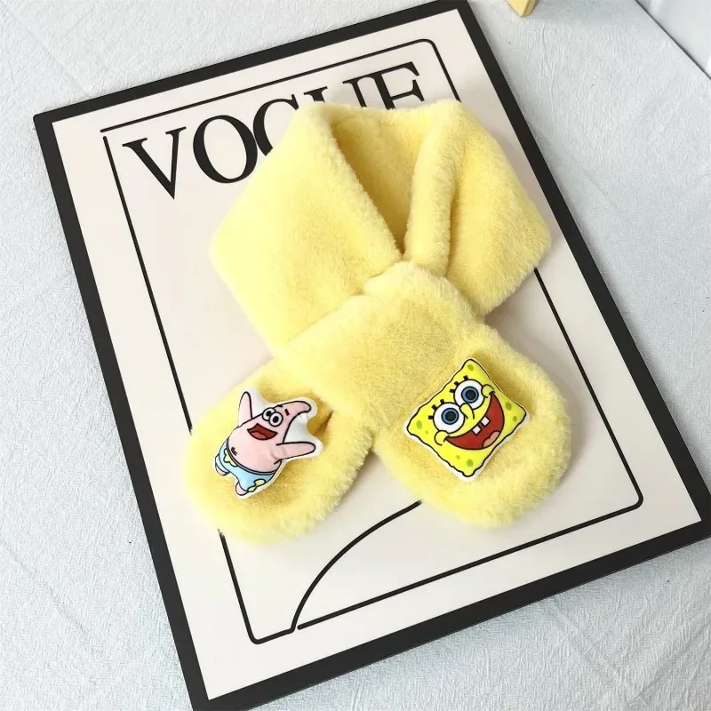 Шарф Губка Боб с героями мультфильмов для женщин и девочек утепленный зимний