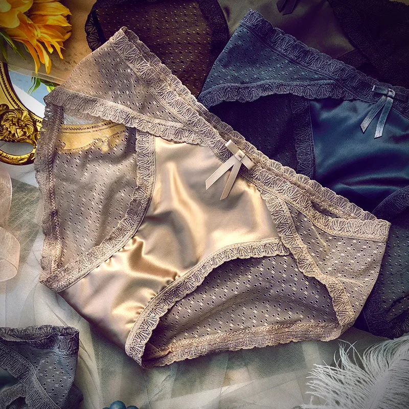 Сексуальные французские кружевные трусики женские прозрачные Сетчатые брифы с