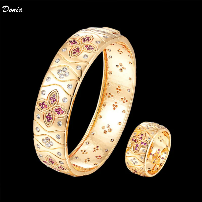 

Donia jewelry Fashion luxury flower bracelet micro inlaid AAA Zircon Bracelet women's Ring Bracelet classic Bracelet Set