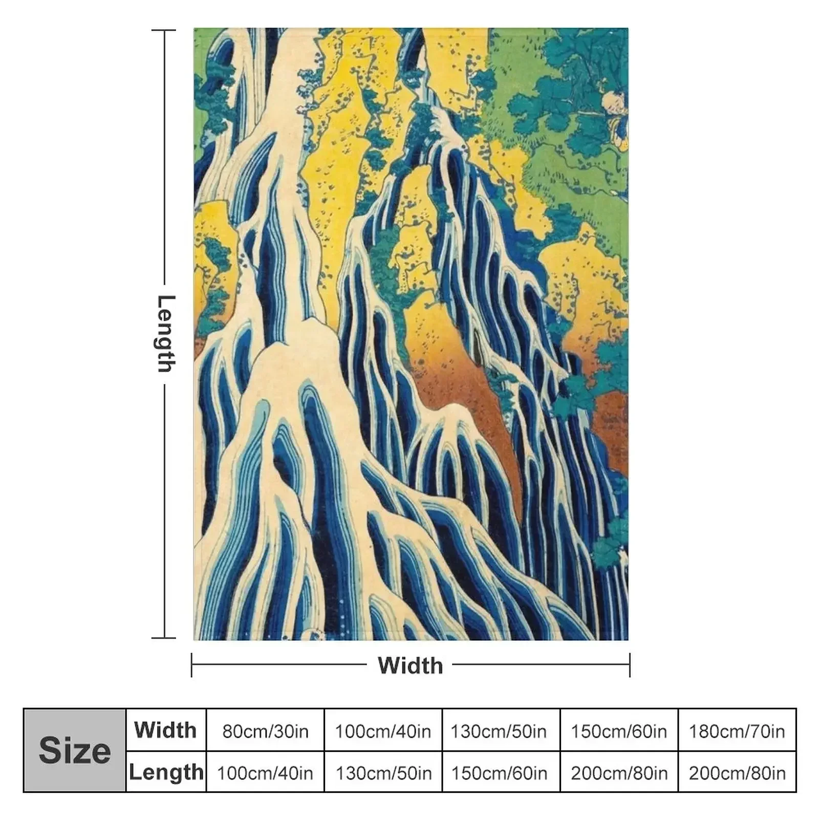 Водопад The Falling Mist at Mount Kurokami Katsushika Hokusai японское одеяло с древесными блоками и