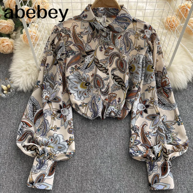 

Women Vintage Print Blouse Design Fashion Long Sleeve Loose Casual Tops 2022 Spring New Streetwear Elegant Shirts