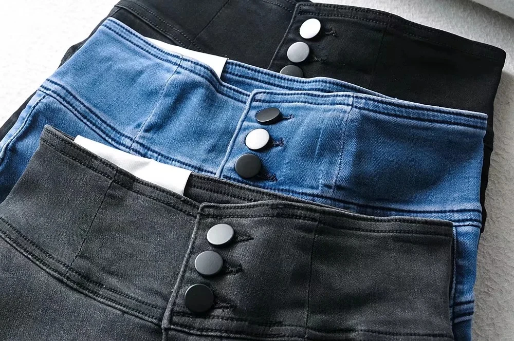 Jenny&Dave Push Up High Street Single Breasted Buttons High Waist Pencil Denim Pants Jeans Women Super Skinny Jeans Women