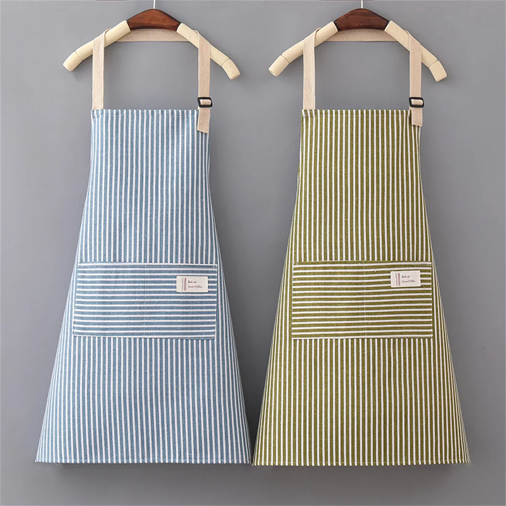 

Fashion Simple Small Stripe Kitchen Antifoul Pinafore Apron Woman Cooking Accessories Cafe Restaurant Flower Shop Overalls Apron